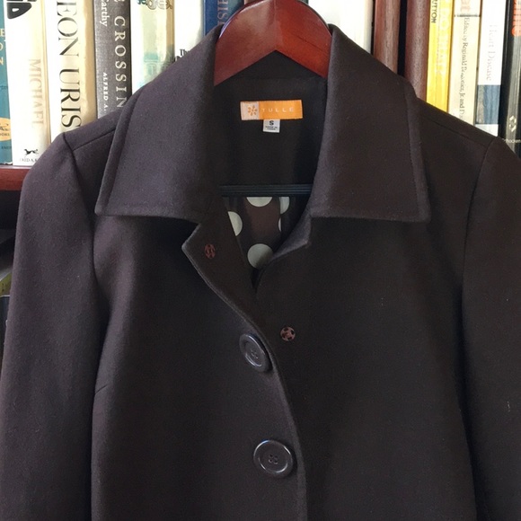 Tulle Brown Wool Blend Coat sz S - Picture 2 of 16